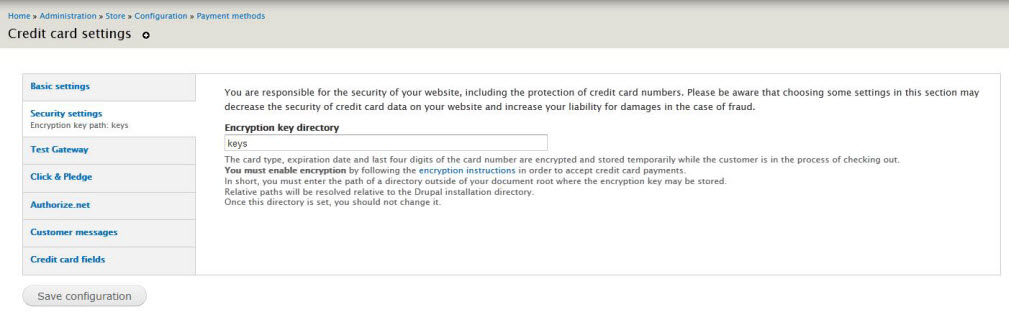 security settings